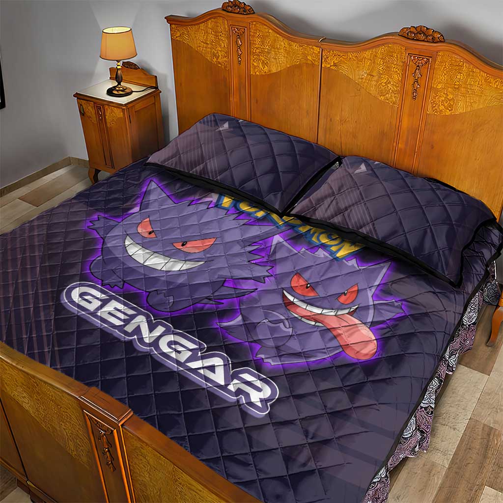 Gengar Poké Quilt Bed Set Neon Shadow Anime Glow Style