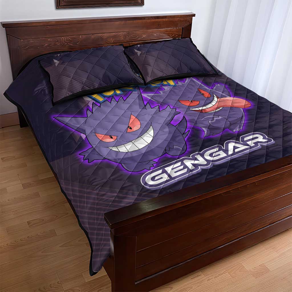 Gengar Poké Quilt Bed Set Neon Shadow Anime Glow Style