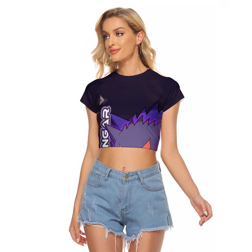 Gengar Poké Raglan Cropped T Shirt Neon Shadow Anime Glow Style