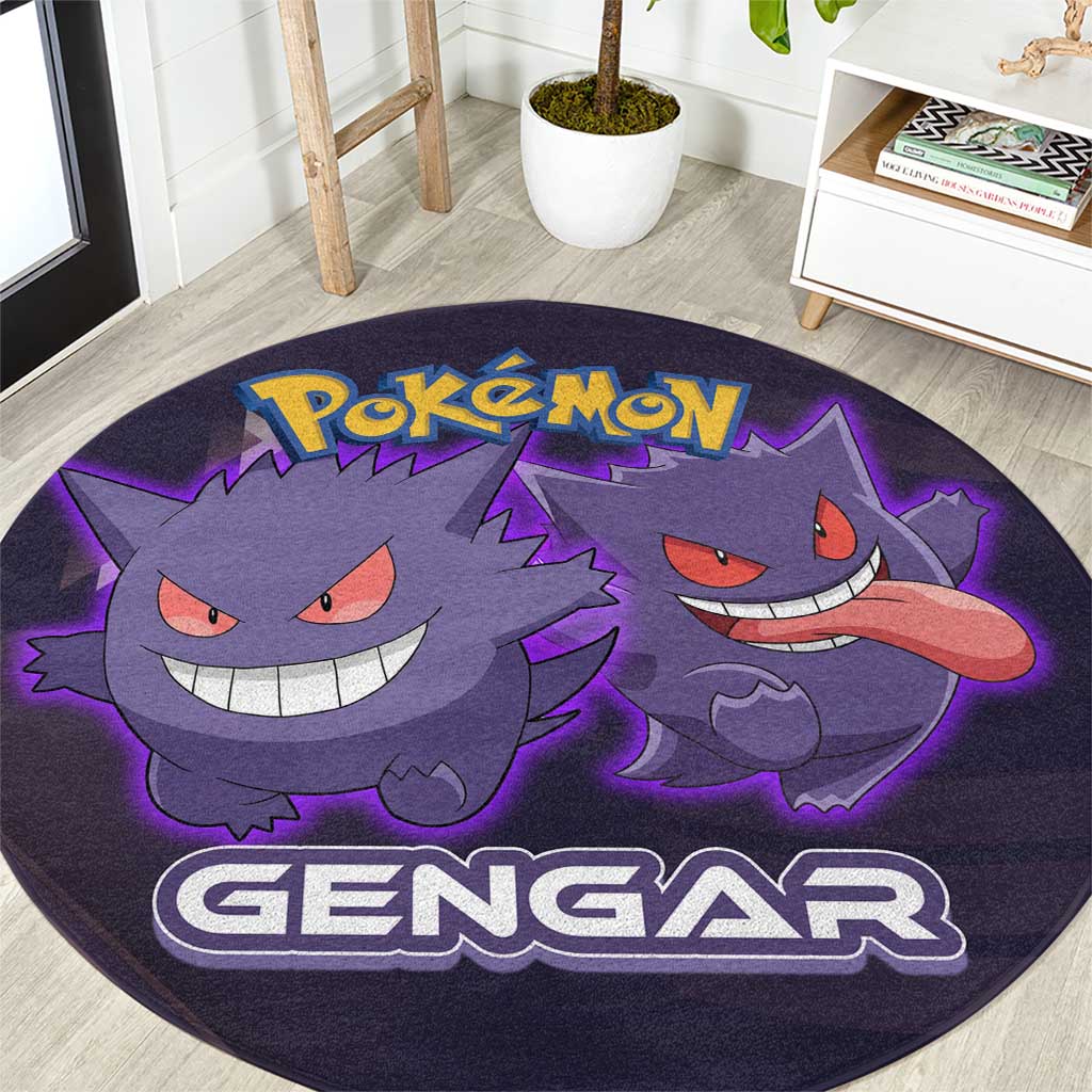 Gengar Poké Round Carpet Neon Shadow Anime Glow Style