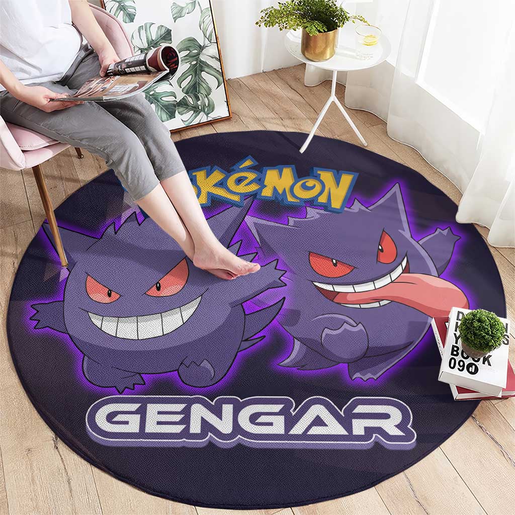 Gengar Poké Round Carpet Neon Shadow Anime Glow Style