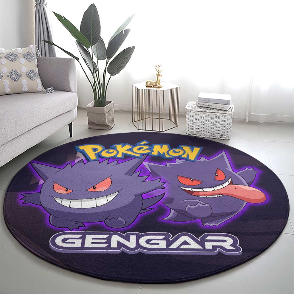 Gengar Poké Round Carpet Neon Shadow Anime Glow Style