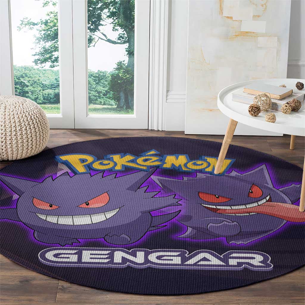 Gengar Poké Round Carpet Neon Shadow Anime Glow Style