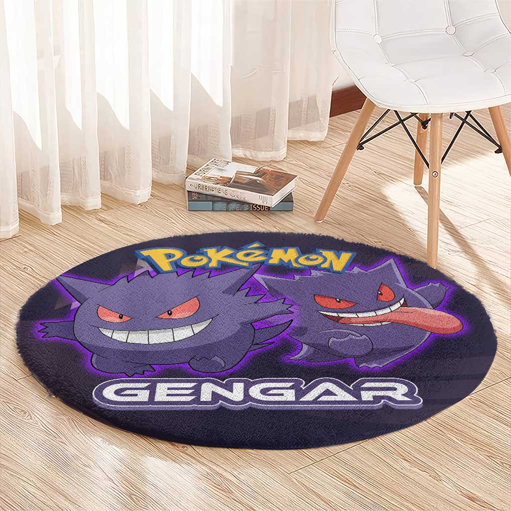 Gengar Poké Round Carpet Neon Shadow Anime Glow Style