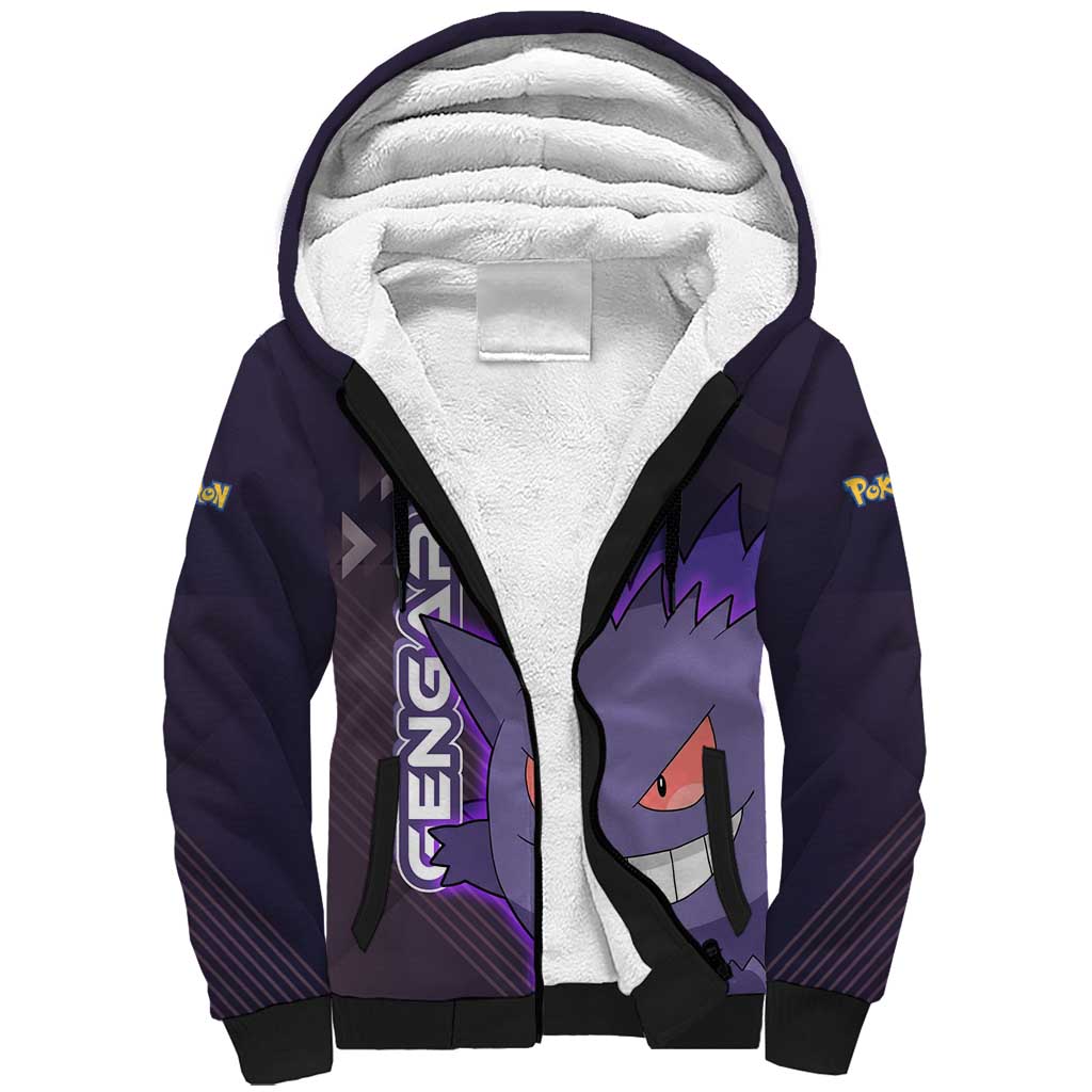 Gengar Poké Sherpa Hoodie Neon Shadow Anime Glow Style
