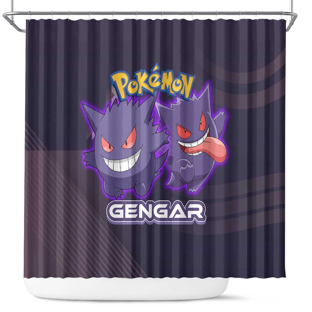 Gengar Poké Shower Curtain Neon Shadow Anime Glow Style