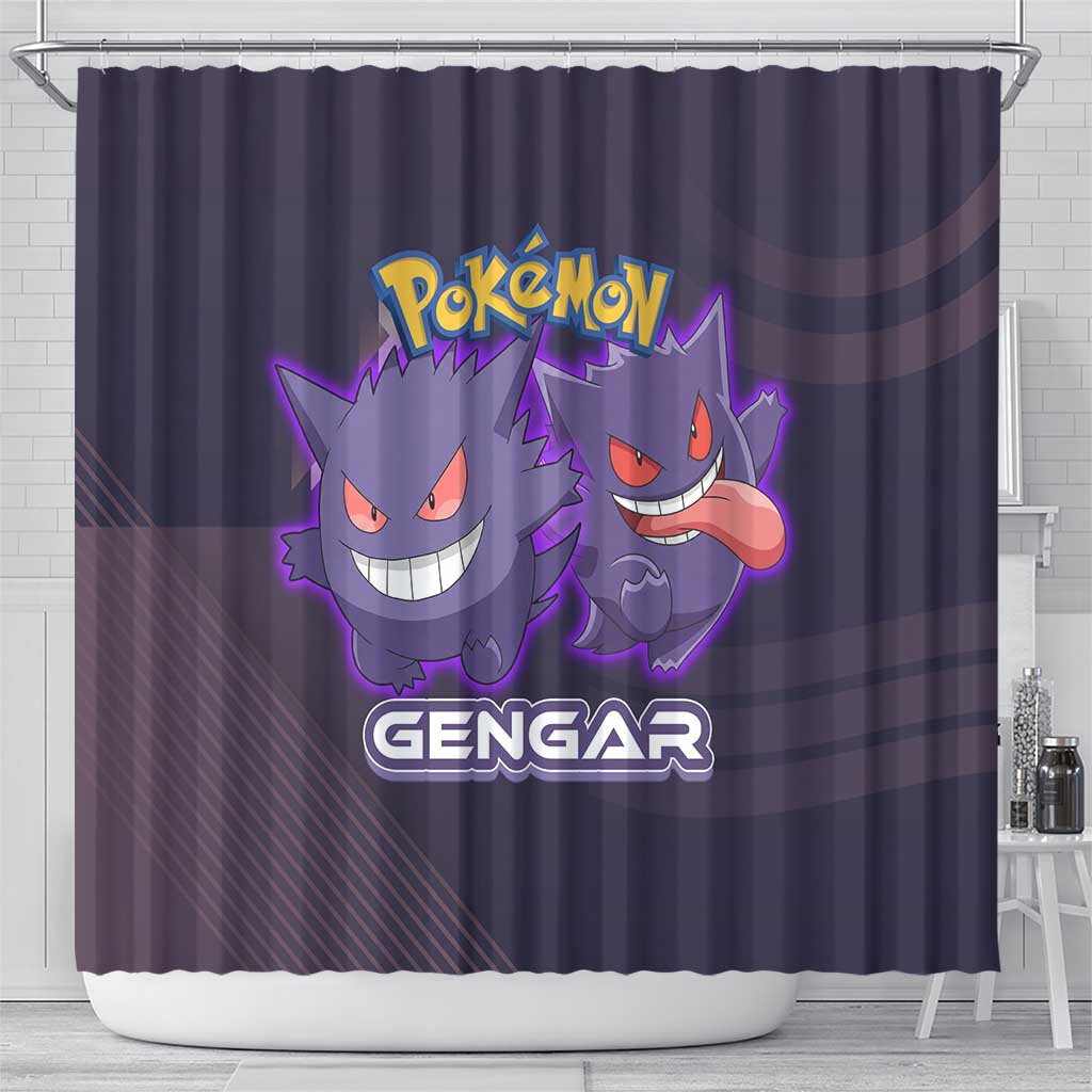 Gengar Poké Shower Curtain Neon Shadow Anime Glow Style