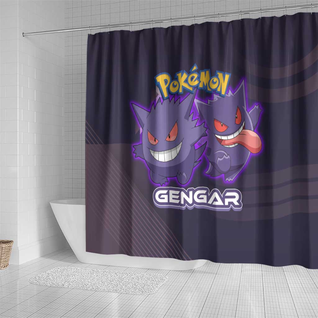 Gengar Poké Shower Curtain Neon Shadow Anime Glow Style