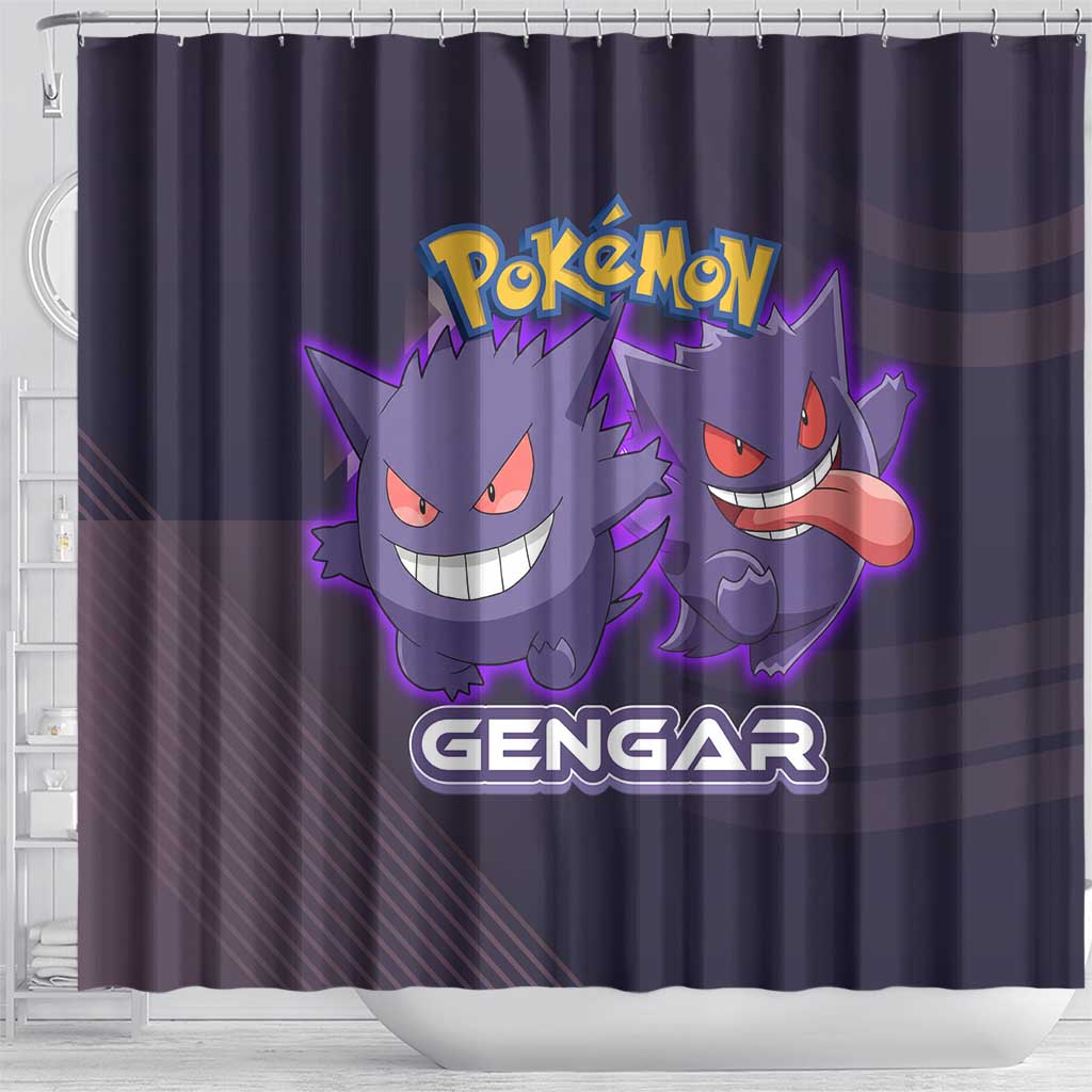 Gengar Poké Shower Curtain Neon Shadow Anime Glow Style