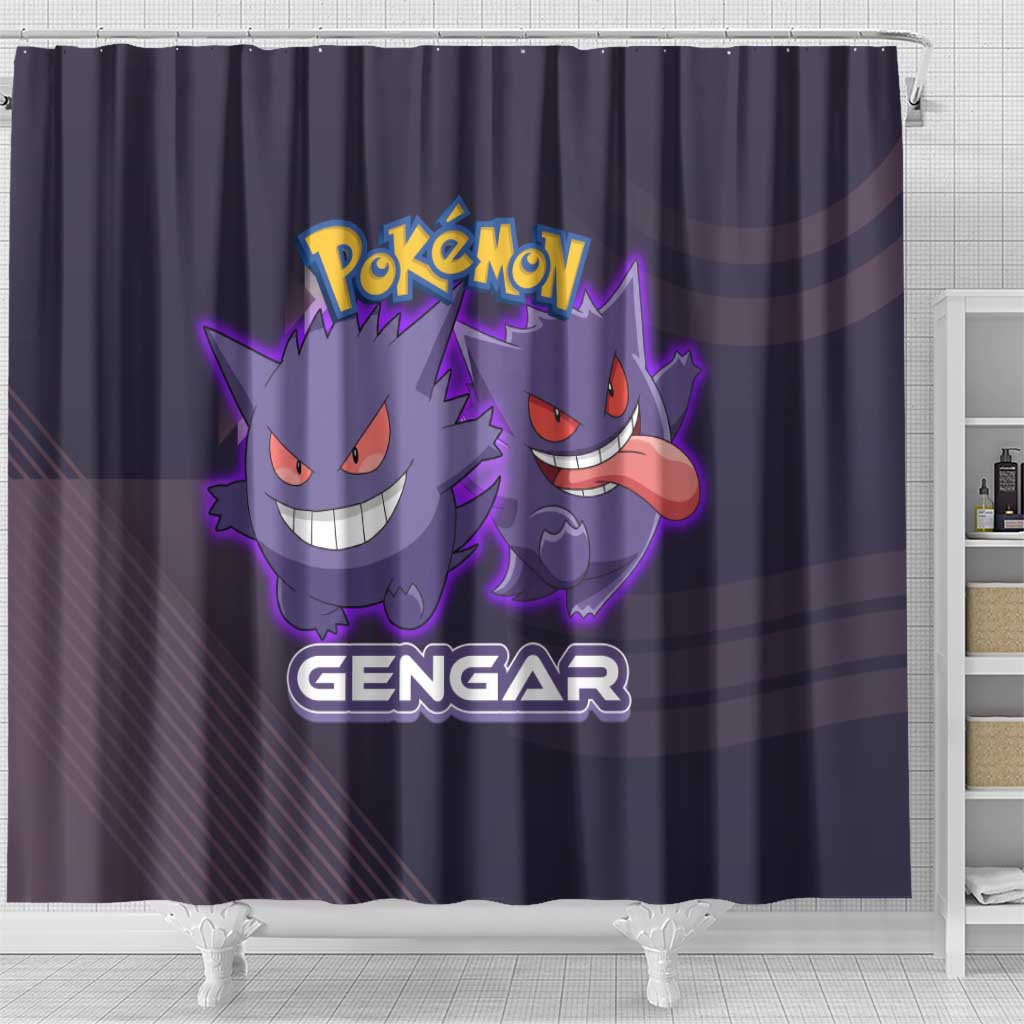 Gengar Poké Shower Curtain Neon Shadow Anime Glow Style