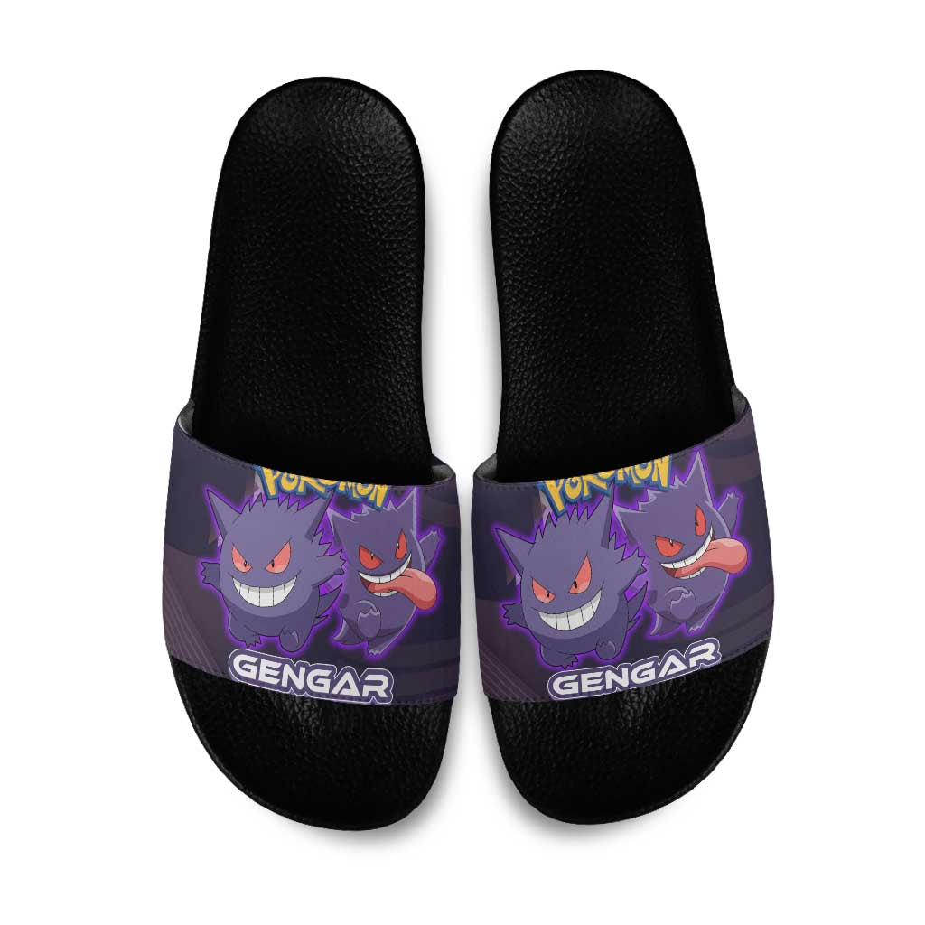 Gengar Poké Slide Sandals Neon Shadow Anime Glow Style