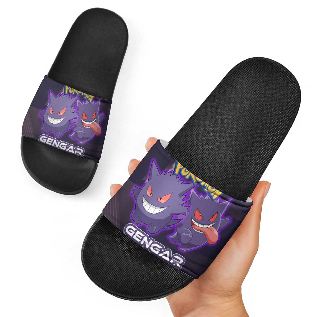 Gengar Poké Slide Sandals Neon Shadow Anime Glow Style
