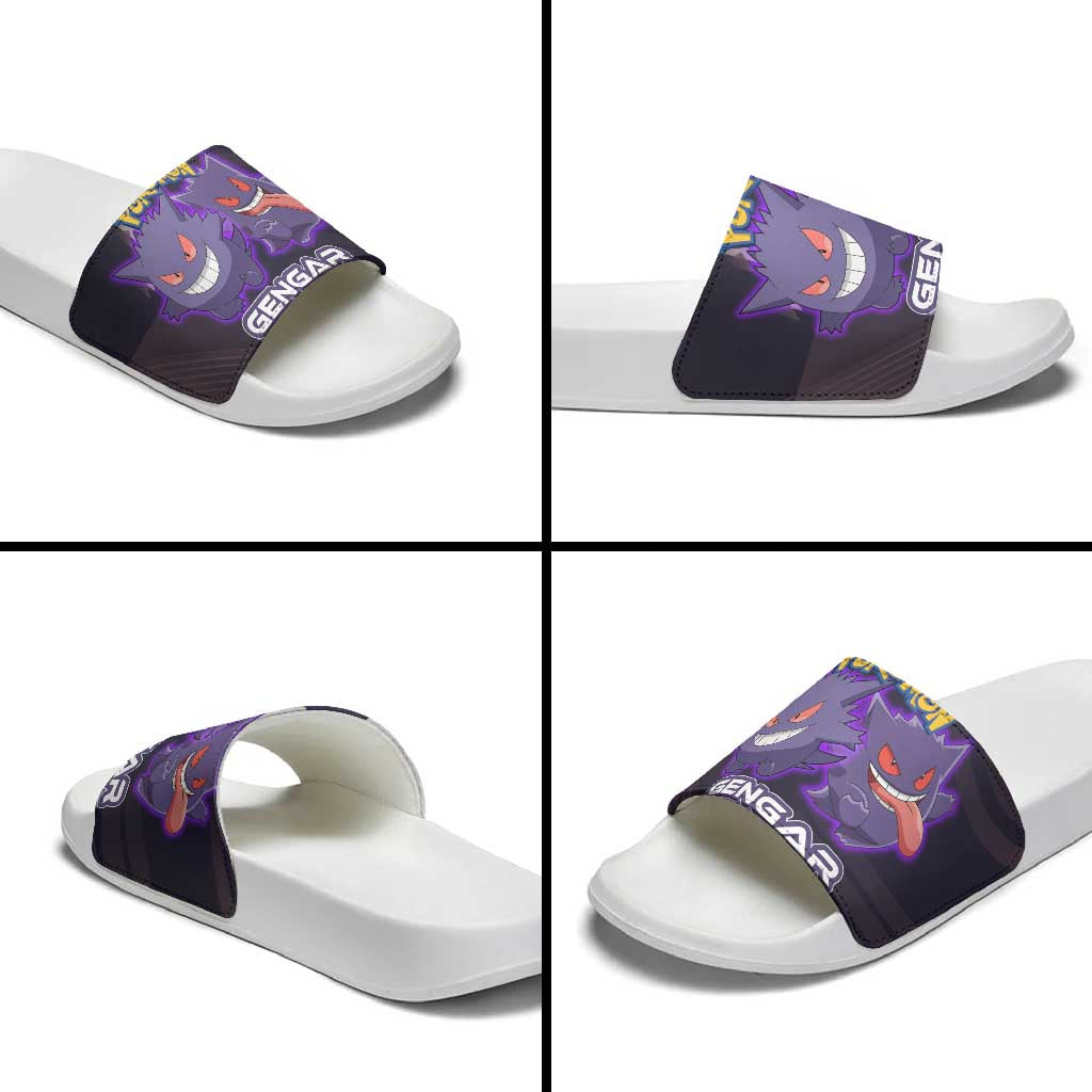 Gengar Poké Slide Sandals Neon Shadow Anime Glow Style