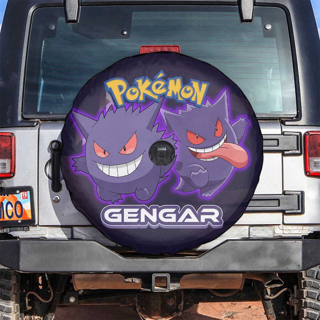 Gengar Poké Spare Tire Cover Neon Shadow Anime Glow Style