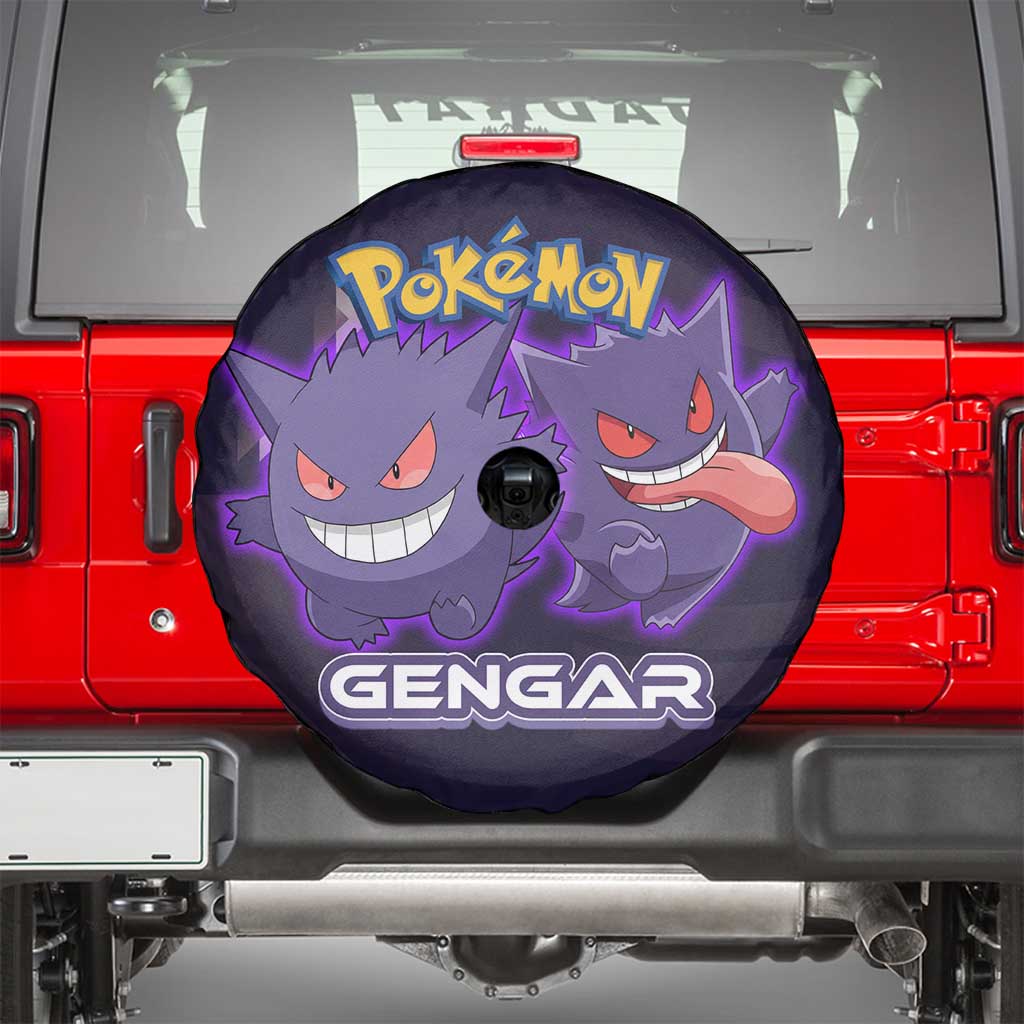 Gengar Poké Spare Tire Cover Neon Shadow Anime Glow Style