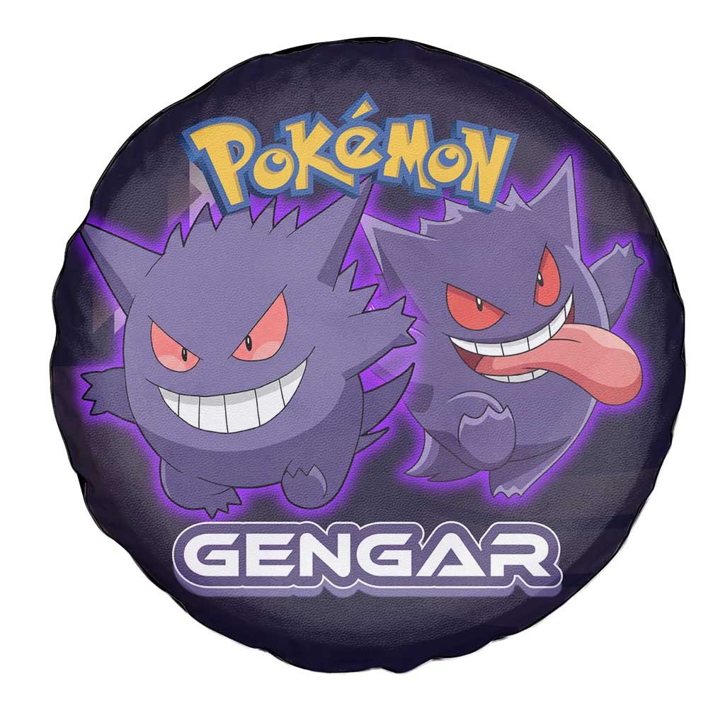 Gengar Poké Spare Tire Cover Neon Shadow Anime Glow Style