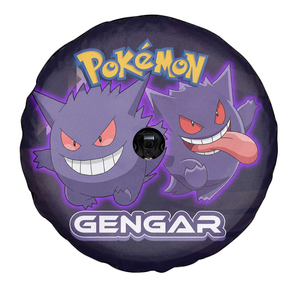 Gengar Poké Spare Tire Cover Neon Shadow Anime Glow Style