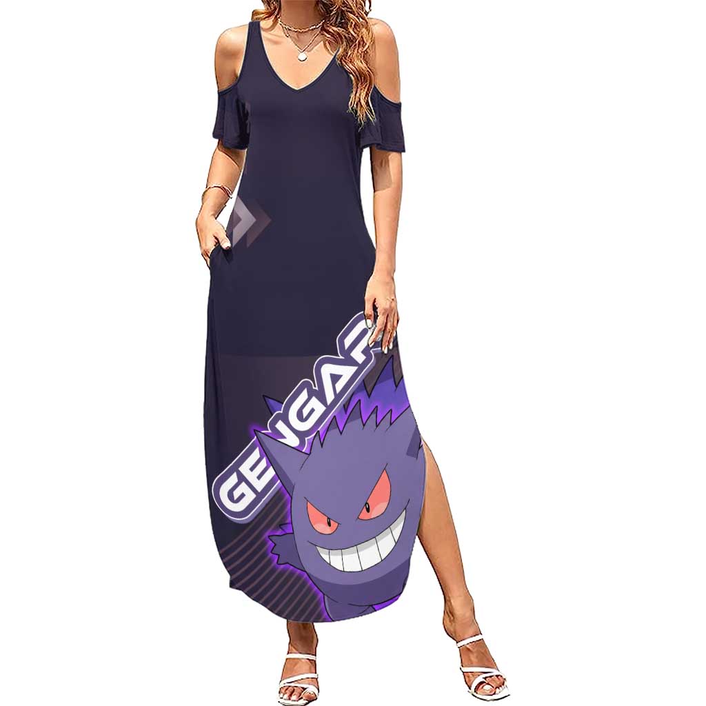 Gengar Poké Summer Maxi Dress Neon Shadow Anime Glow Style