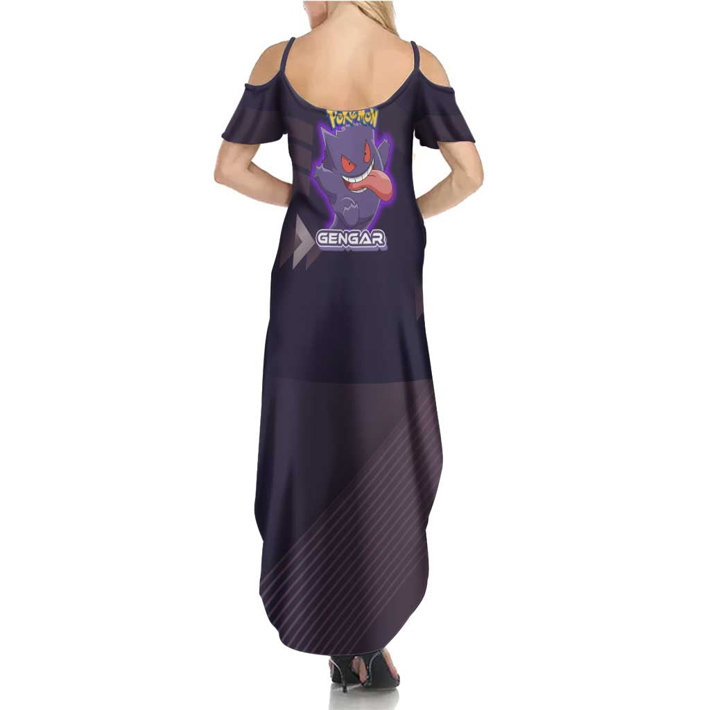 Gengar Poké Summer Maxi Dress Neon Shadow Anime Glow Style