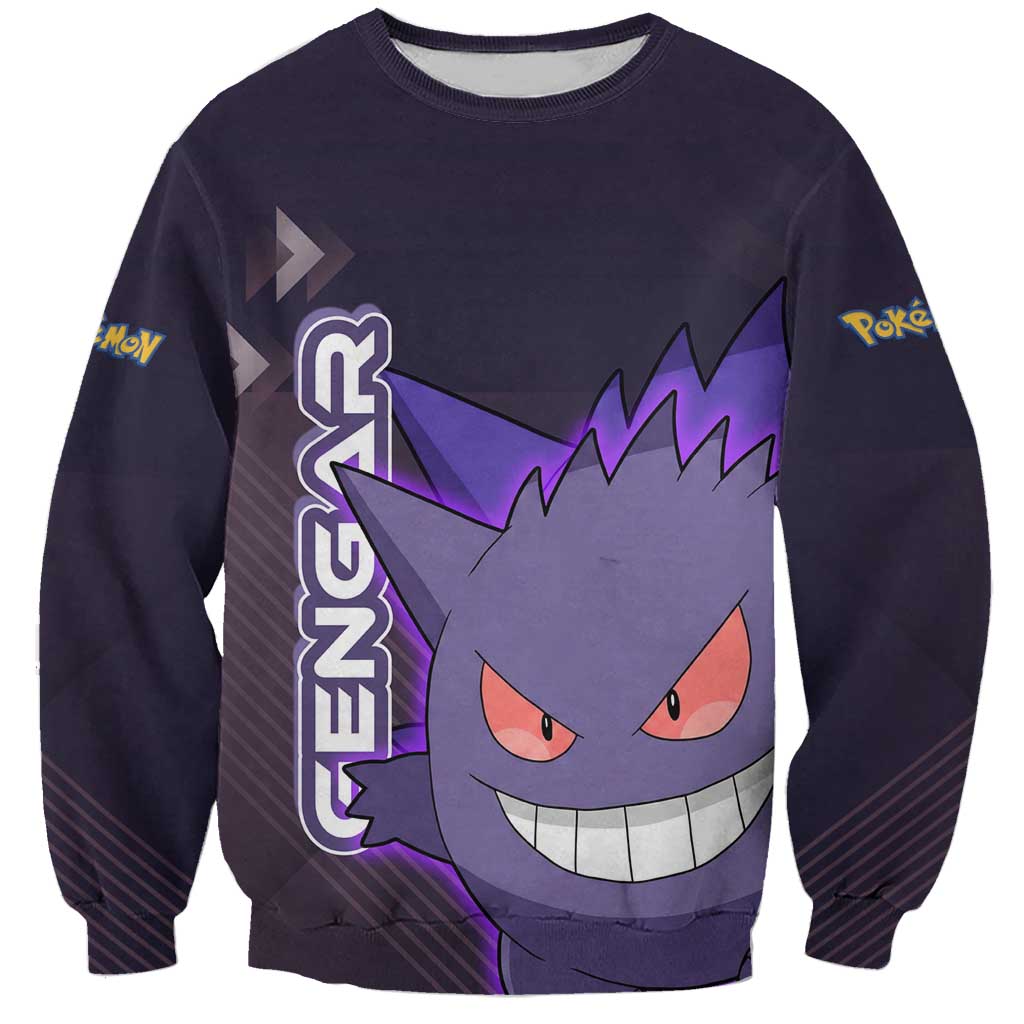 Gengar Poké Sweatshirt Neon Shadow Anime Glow Style
