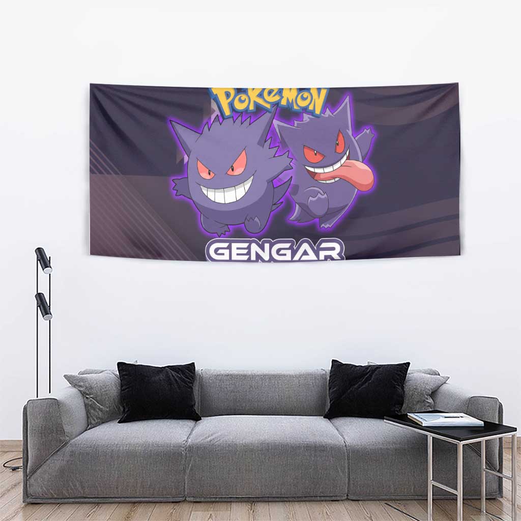 Gengar Poké Tapestry Neon Shadow Anime Glow Style