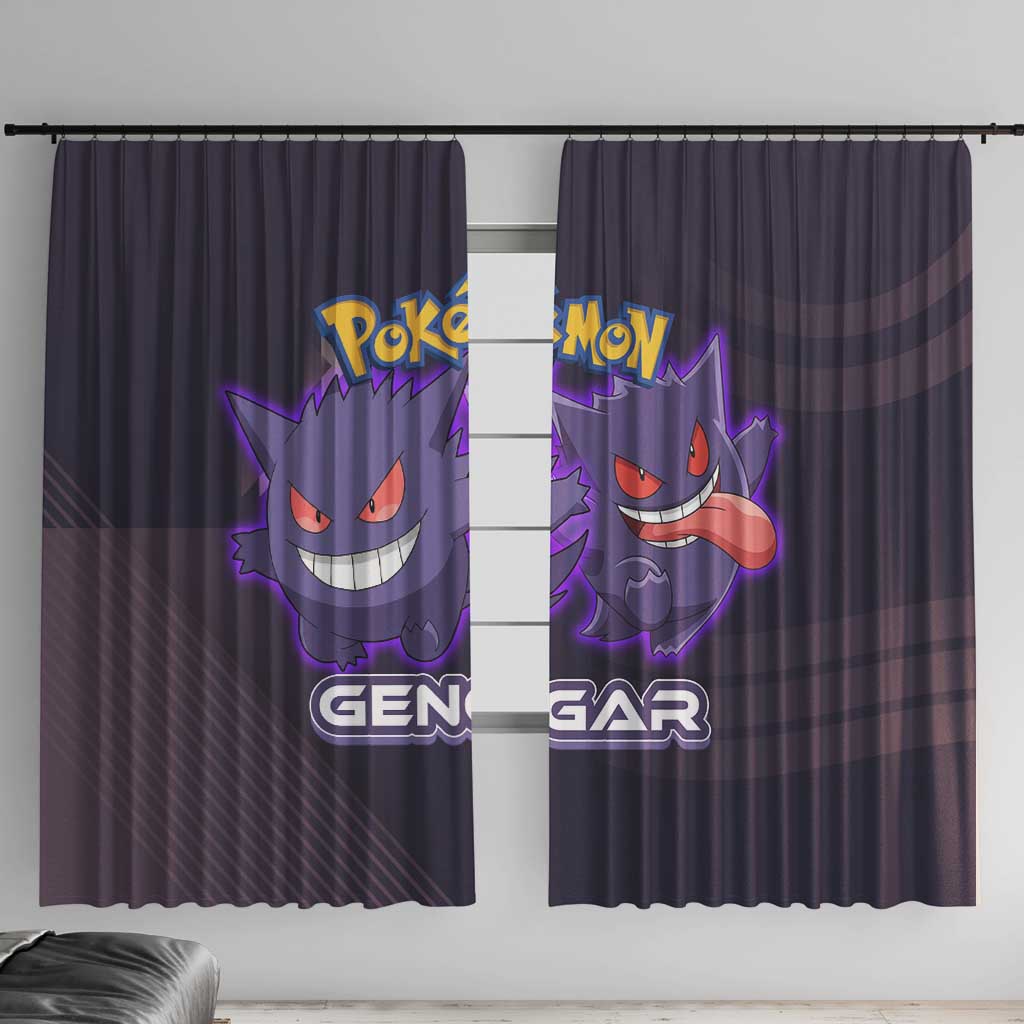 Gengar Poké Window Curtain Neon Shadow Anime Glow Style