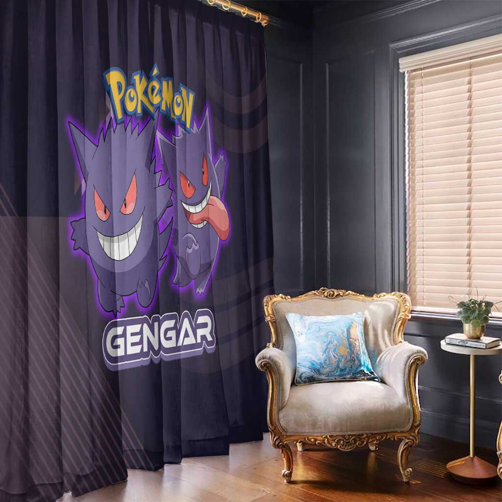 Gengar Poké Window Curtain Neon Shadow Anime Glow Style
