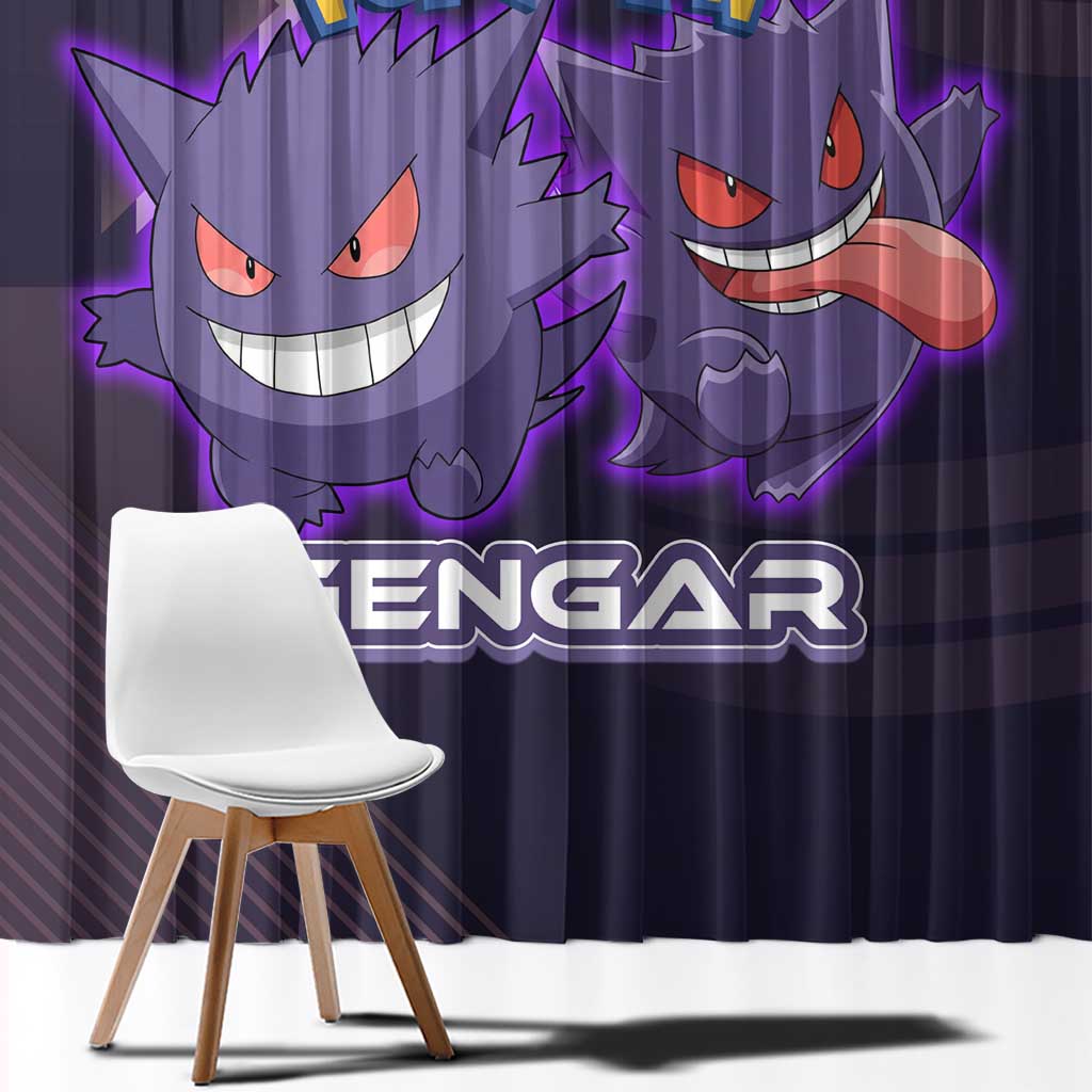 Gengar Poké Window Curtain Neon Shadow Anime Glow Style