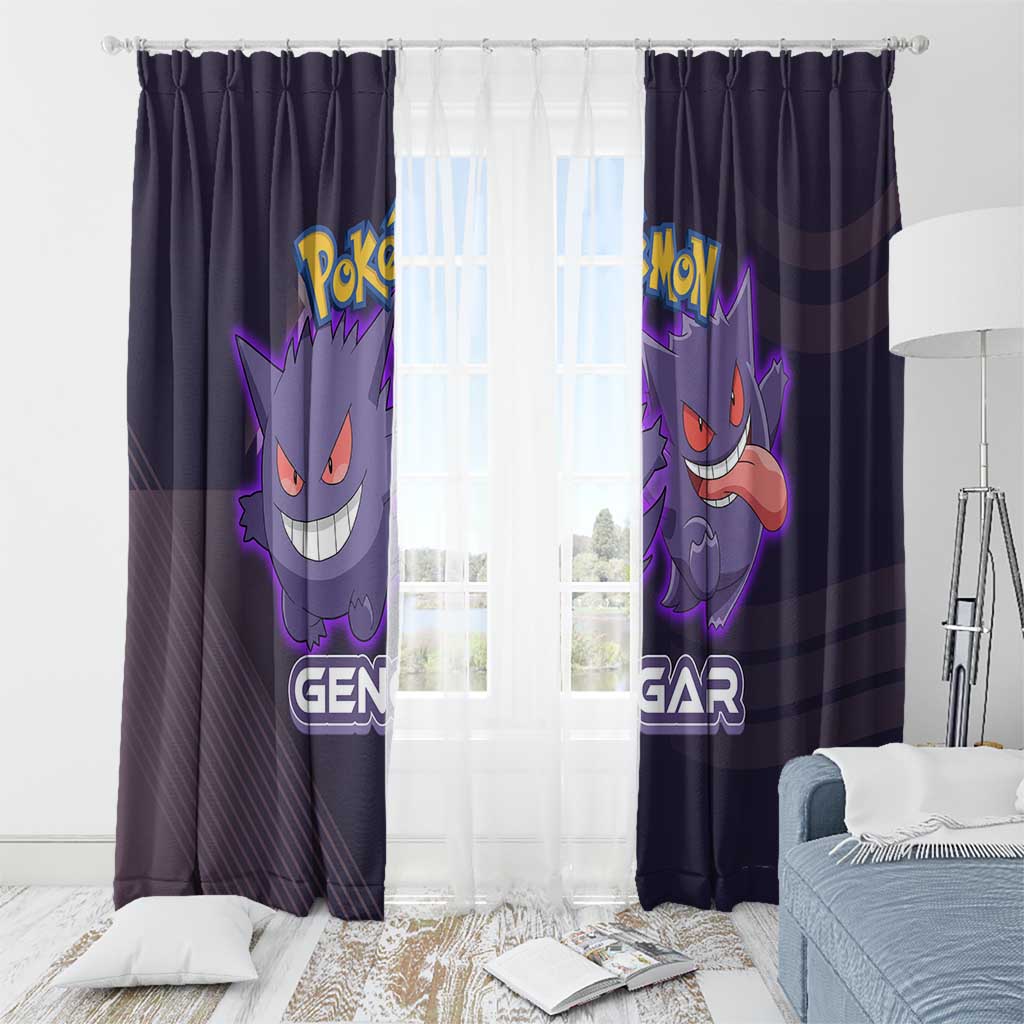 Gengar Poké Window Curtain Neon Shadow Anime Glow Style