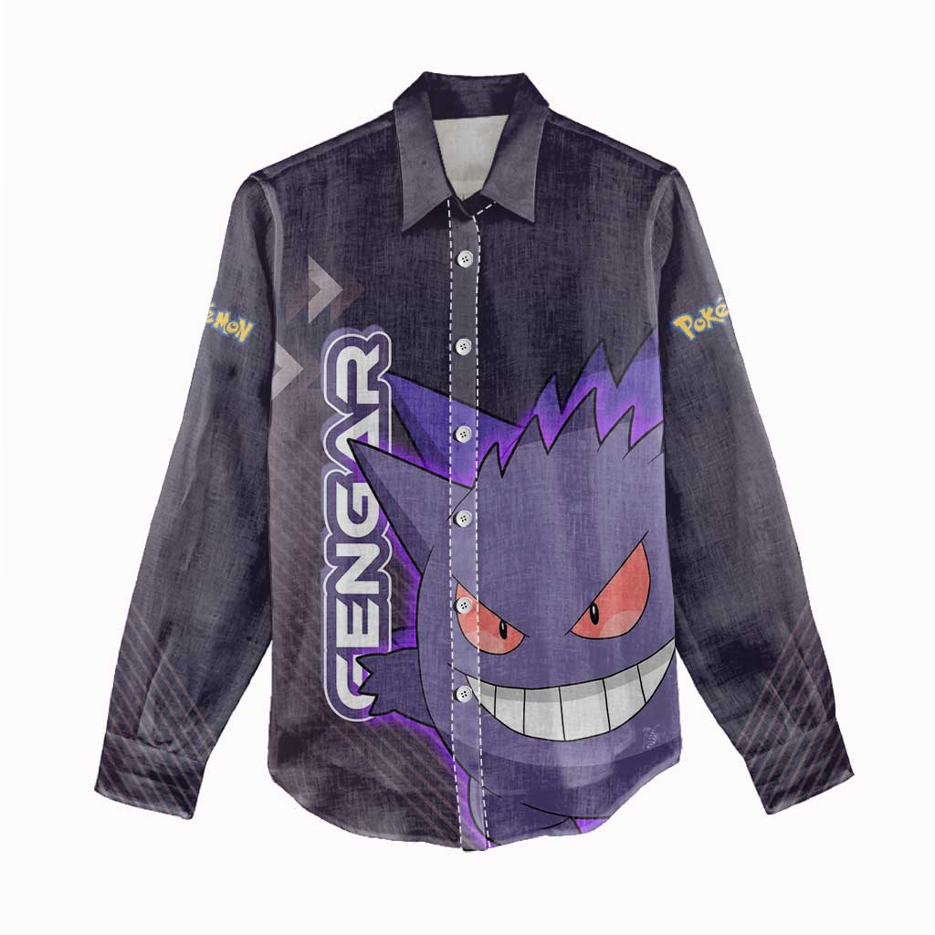 Gengar Poké Women Casual Shirt Neon Shadow Anime Glow Style