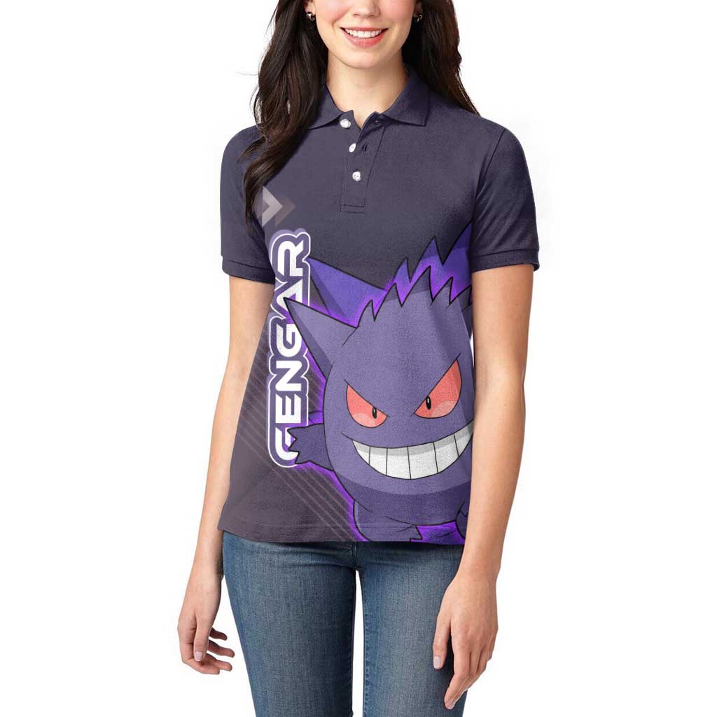 Gengar Poké Women Polo Shirt Neon Shadow Anime Glow Style