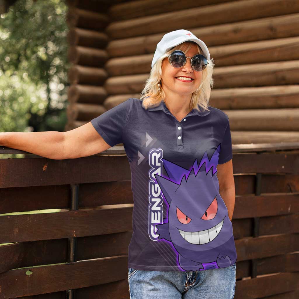 Gengar Poké Women Polo Shirt Neon Shadow Anime Glow Style