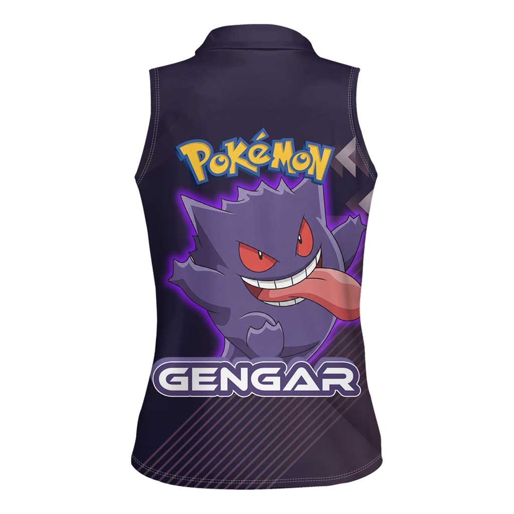 Gengar Poké Women Sleeveless Polo Shirt Neon Shadow Anime Glow Style