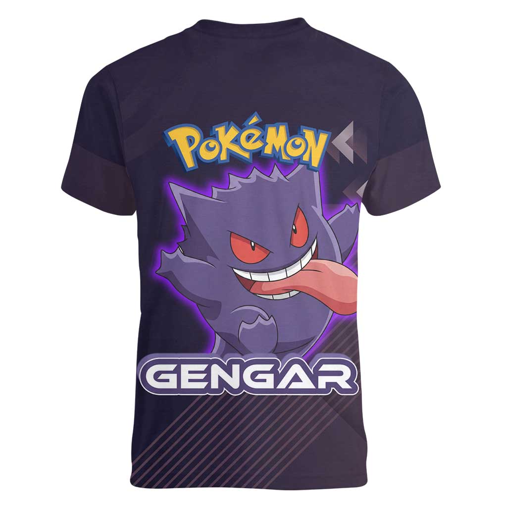Gengar Poké Women V-Neck T-Shirt Neon Shadow Anime Glow Style