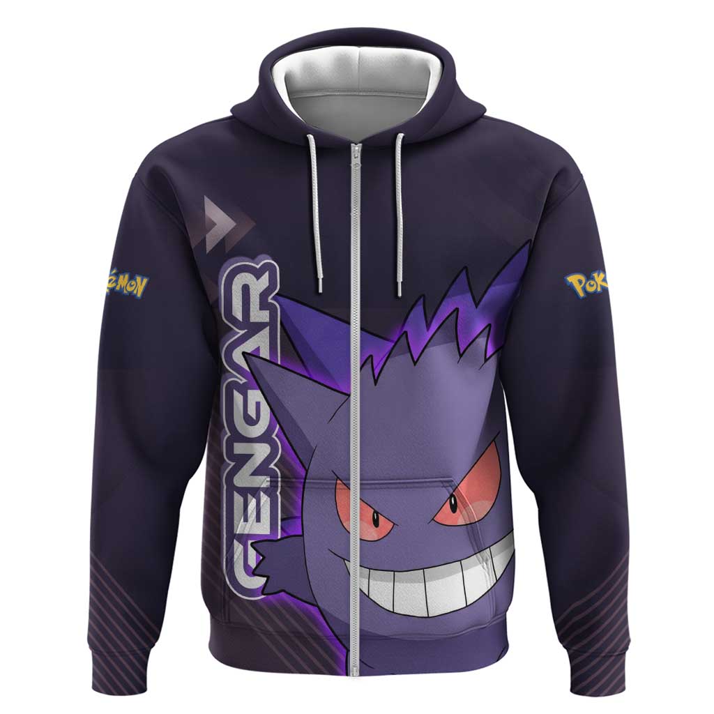 Gengar Poké Zip Hoodie Neon Shadow Anime Glow Style