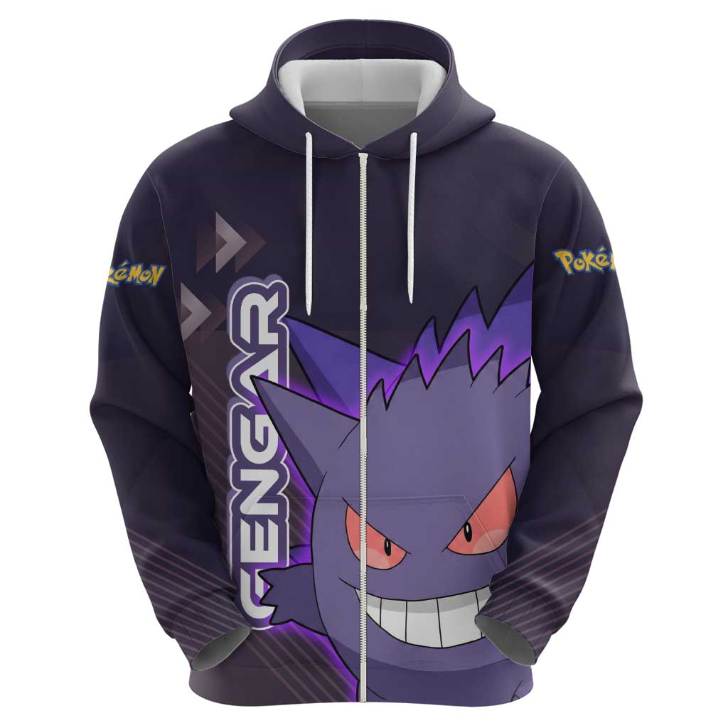 Gengar Poké Zip Hoodie Neon Shadow Anime Glow Style