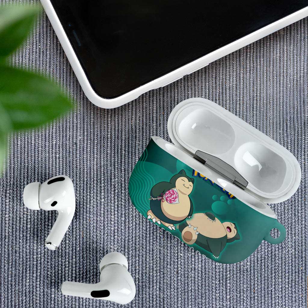 Snorlax Poké AirPods Case Chill Mint Cartoon Bubble Style