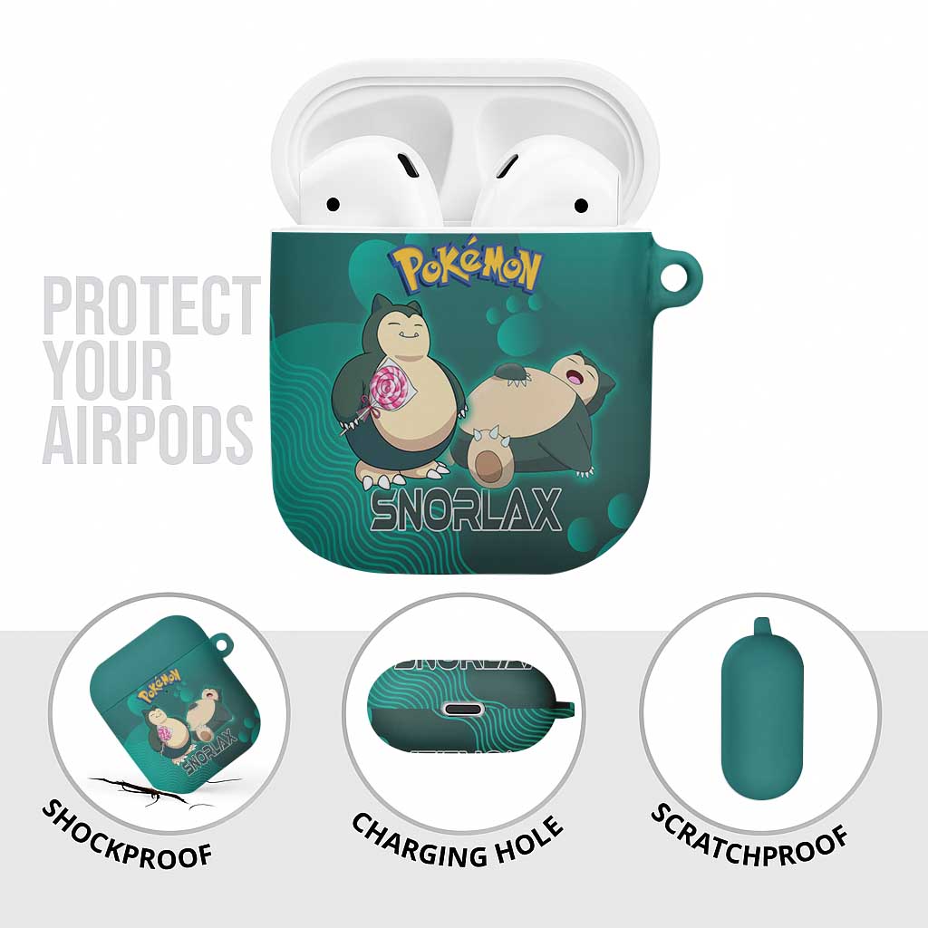 Snorlax Poké AirPods Case Chill Mint Cartoon Bubble Style