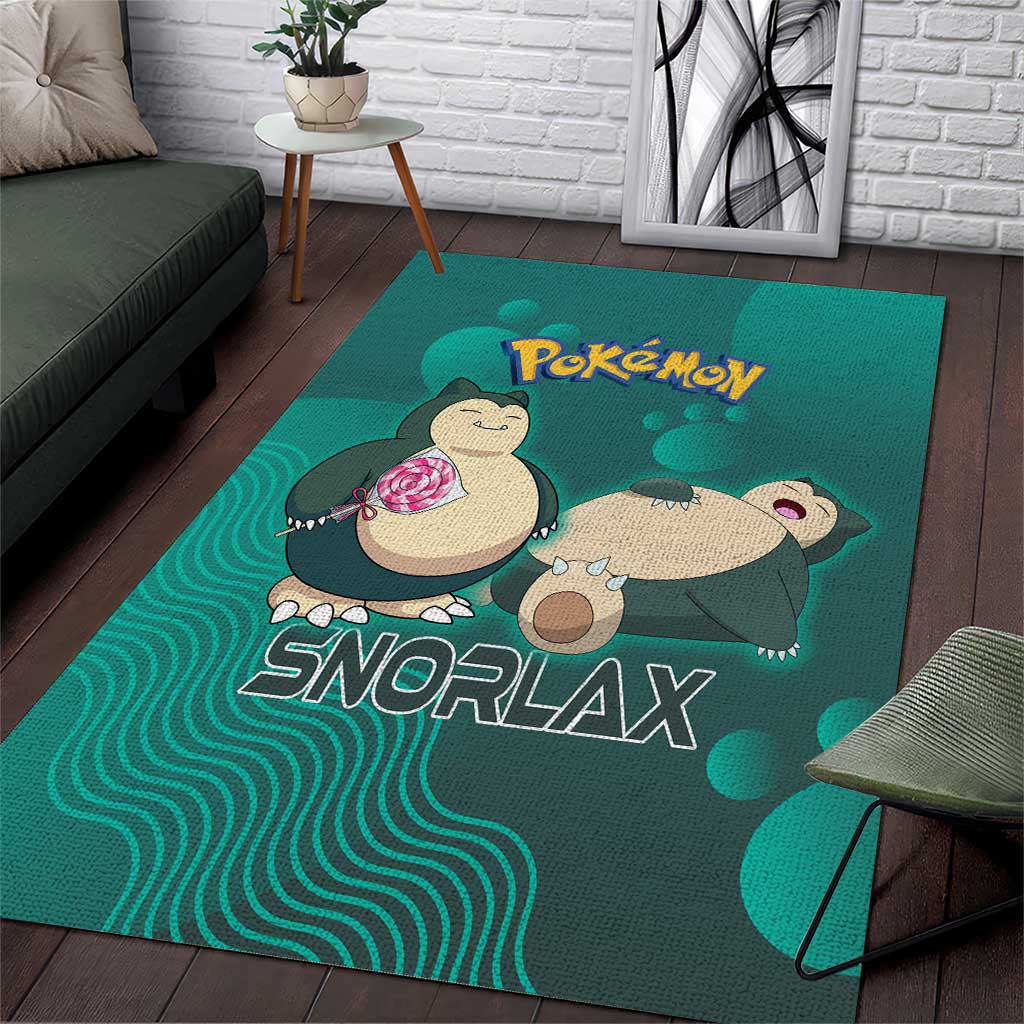 Snorlax Poké Area Rug Chill Mint Cartoon Bubble Style