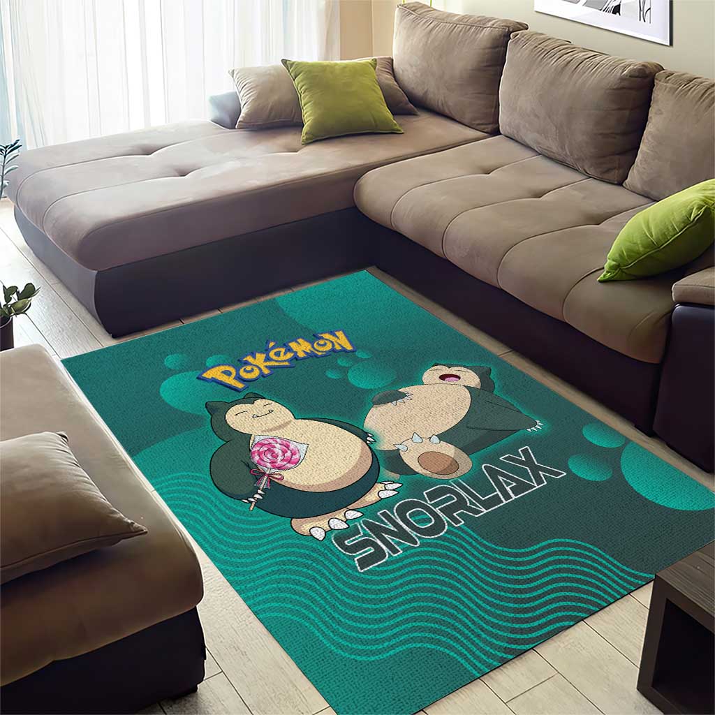 Snorlax Poké Area Rug Chill Mint Cartoon Bubble Style