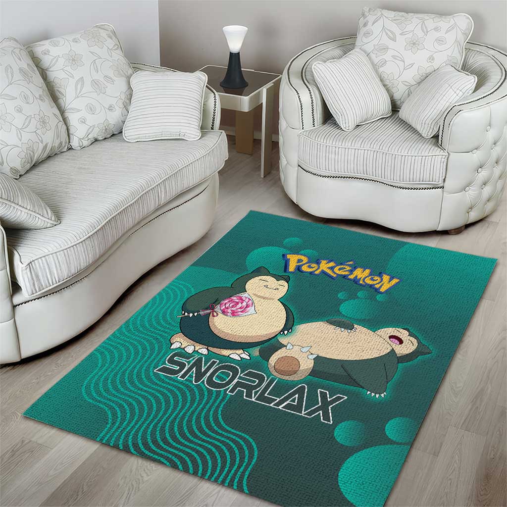 Snorlax Poké Area Rug Chill Mint Cartoon Bubble Style