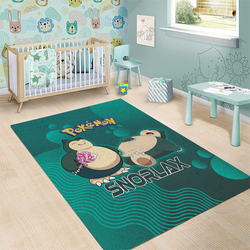Snorlax Poké Area Rug Chill Mint Cartoon Bubble Style