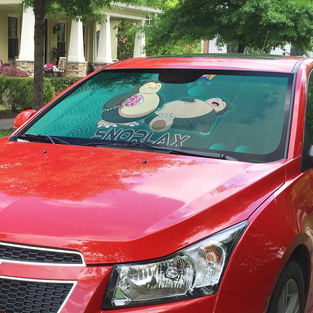 Snorlax Poké Auto Sun Shade Chill Mint Cartoon Bubble Style