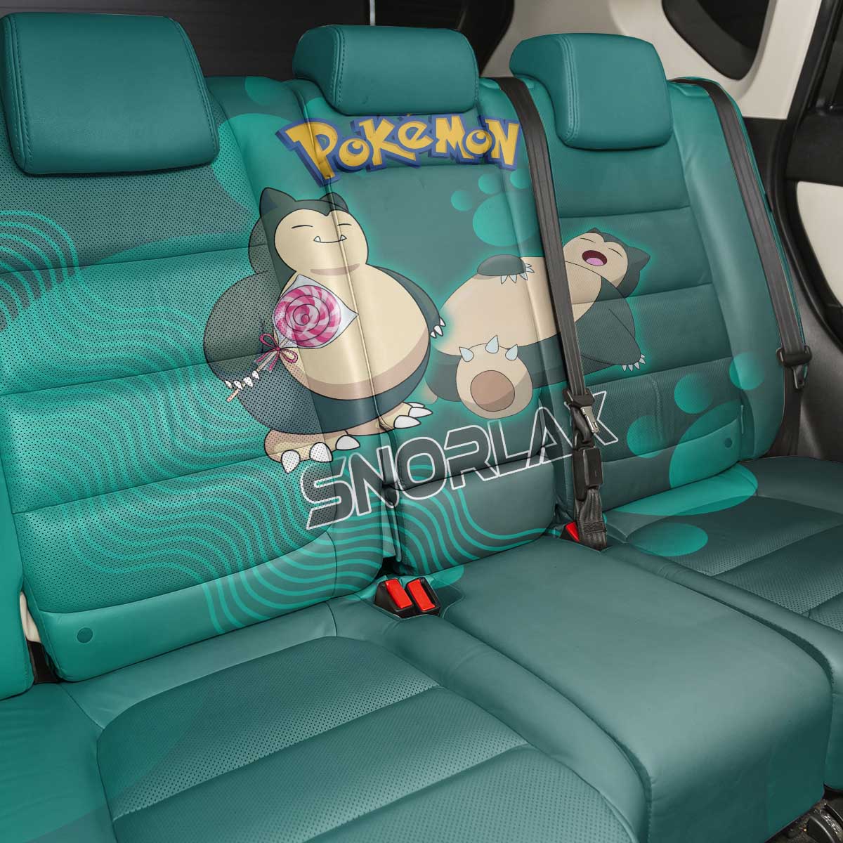 Snorlax Poké Back Car Seat Cover Chill Mint Cartoon Bubble Style