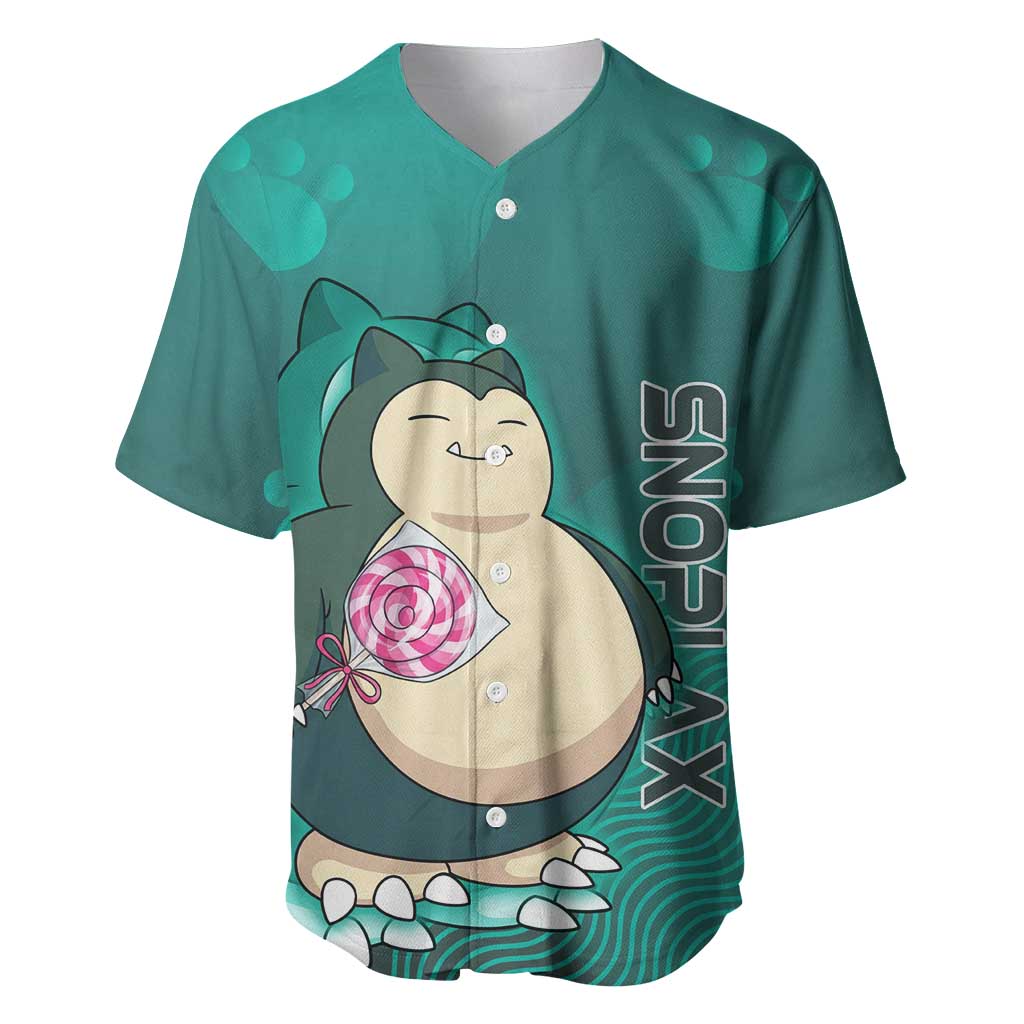 Snorlax Poké Baseball Jersey Chill Mint Cartoon Bubble Style