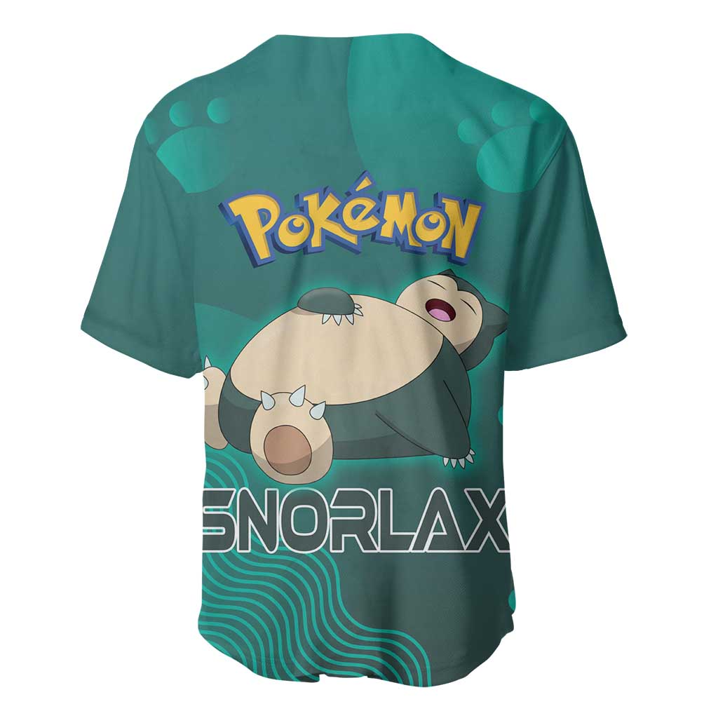 Snorlax Poké Baseball Jersey Chill Mint Cartoon Bubble Style