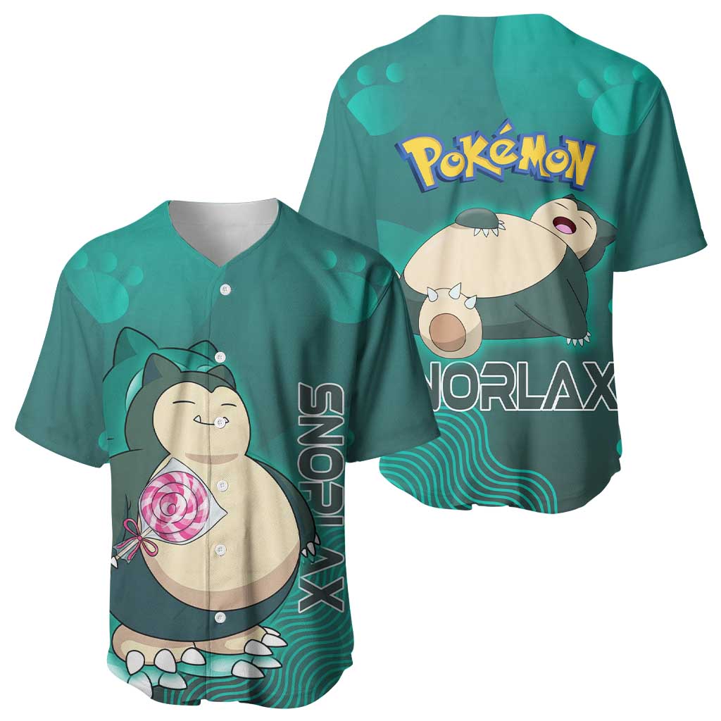Snorlax Poké Baseball Jersey Chill Mint Cartoon Bubble Style