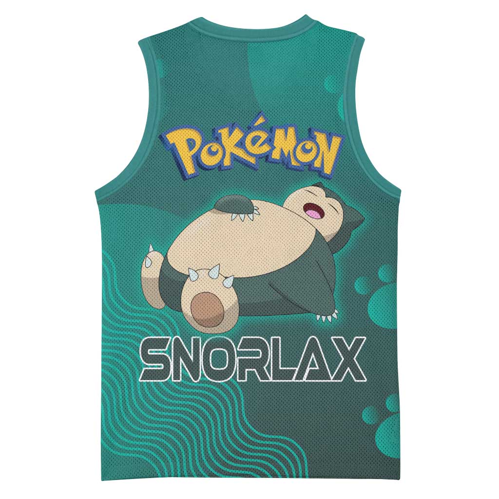 Snorlax Poké Basketball Jersey Chill Mint Cartoon Bubble Style