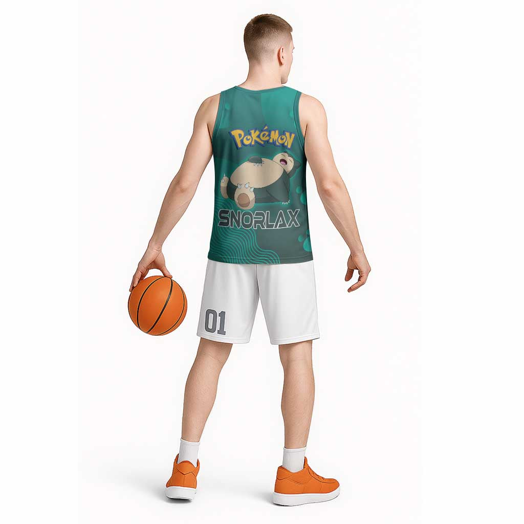 Snorlax Poké Basketball Jersey Chill Mint Cartoon Bubble Style
