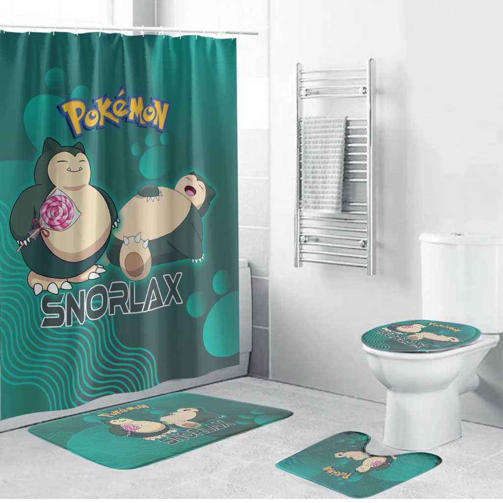 Snorlax Poké Bathroom Set Chill Mint Cartoon Bubble Style